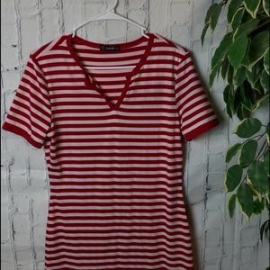 Medium| Red and White Dress |( Striped )|❣️🤍